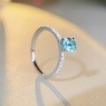 wholesale S925 Sterling Silver Women's Wholesale Aquamarine Ring Ins Style Zirconia High Carbon Diamond Ring Minimalist Style-0-1