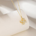 wholesale S925 silver minimalist and fresh rotating windmill pendant necklace with zirconia, Korean style, for women-0-1
