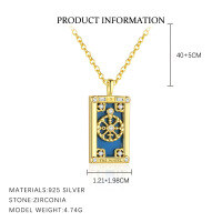 wholesale Gold-plated S925 Sterling Silver-YA0472_Synthetic Blue Pine/White Zircon/Spine 119#_18K Yellow Plated 925 Silver