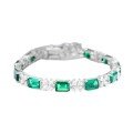 wholesale 925 Sterling Silver Emerald Bracelet for Women Single 1 Carat Emerald Cut Zircon High Carbon Diamond Ruby Bracelet Wholesale-0-4