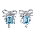 wholesale S925 Sterling Silver Aquamarine 8*10mm Stud Earrings Radiant Luxury Full Diamond Extravagant Inlaid Butterfly Earrings for Women-0-4