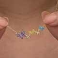 wholesale S925 Sterling Silver Exquisite Micro-Inlaid Zircon Butterfly Necklace for Women with Colorful Diamonds, Ethereal and Elegant Collarbone Chain-0-2