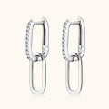 wholesale S925 Sterling Silver Light Luxury Design Double Hoop Moissanite Earrings for Women, Elegant and High-End Small Ear Studs with Fringe Ear Accessories-0-1