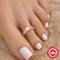 wholesale S925 Sterling Silver Adjustable Open Toe Ring with Diamonds, Summer Beach Must-Have Foot Jewelry-0-1