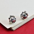 wholesale 925 Sterling Silver Lucky Cat Bell Pendant Charm for Handmade DIY Jewelry Bracelet Necklace Cord Red String Beading-0-0