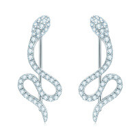 Sterling Silver Ear Hooks with Zircon and Pink Diamond, Clearance Sale with Free Shipping.-U-style [Clearance Sale - Free Shipping] Zircon  925 Silver