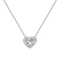 wholesale S925 Sterling Silver Light Luxury High-End Women's Necklace with Cross Bow Heart Möbius Pendant Choker-Platinum DY190882-SW-WH 925 silver