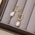 wholesale S925 Sterling Silver French Baroque Pearl Earrings For Women, Fashionable And Minimalist With An Elegant And High-end Feel-0-3