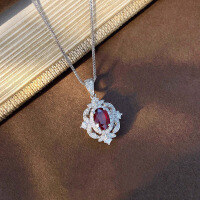 wholesale S925 sterling silver minimalist French-style versatile pendant necklace with a luxurious and sophisticated texture for women's daily wear-BX0125-White Gold>925 Silver