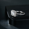 wholesale 18k White Gold Plated S925 Silver, New 8mm Full Moissanite Cushion Cut Cross-Border Women's Ring-0-2