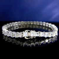 wholesale Sterling Silver 4*4 Princess Cut Silver Bracelet New Design by MuJing Jewelry, Ins, Simple and Elegant, High-End Sense, Light Luxury with Full Diamonds-B054 Princess Square Bracelet 17cm