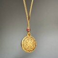 wholesale Antique Gold-Plated Sand Textured Pendant Necklace for Women, Adjustable Long Layering Chain, Vintage Gold Shop Style-0-3