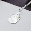wholesale 925 Silver Solid Square Religious Icon Pendant Necklace, Antique Hollow-Out Design-0-1