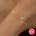 wholesale 925 Sterling Silver New Minimalist Pearl Paperclip Chain Bracelet, Trendy and Creative-0-2
