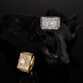 wholesale Gold-plated, fashionable and generous square 2-carat full diamond men's ring, internet-famous cluster set with sparkling starlight, trendy men's ring-0-3