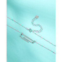 wholesale 925 Sterling Silver Geometric Pin Necklace for Women, Minimalist Small Design Collarbone Chain, High-End Feel New Necklace-Paperclip necklace platinum &gt; 925 silver