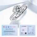 Sterling Silver Moissanite Ring, 1 Carat, Adjustable, Rhodium-Plated, Simplified Style, Live-Streaming Supply-0-1