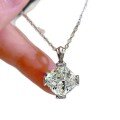 wholesale Platinum ZHUO ZHI FAN Jewelry 11*11 Princess Cut Frost Flower High Carbon Diamond Pendant with 11ct Main Stone Necklace-0-4