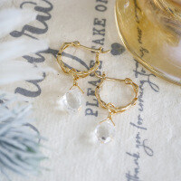 wholesale Wholesale geometric diamond-shaped hoop earrings in sterling silver gold-plated with natural white crystal snowdrop drop earrings-Earrings>925 Silver