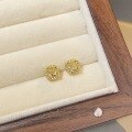 wholesale 925 Sterling Silver Vintage Yellow Diamond Stud Earrings for Women, Small Sugar Cube Cute and Minimalist High-End Fashion Ice-Cut Earrings-0-3