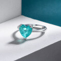 wholesale 925 Silver Plated Synthetic Paraiba 4ct Heart-Shaped 10*10 Ring for Women Fashion Minimalist Drop Shipping-0-2