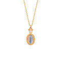 wholesale S925 Silver Retro Court-Style Egg-Shaped Blue Topaz Chalcedony Necklace, Fashion-Forward and Versatile Set-0-1
