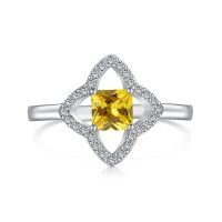 wholesale S925 Sterling Silver Diamond-Embellished Four-Leaf Clover Fashion Versatile Women's Necklace Ring Earrings Set-White Gold DY120781-SW-HB#9 925 Silver