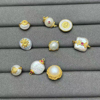 wholesale Gold-plated 925 ancient silver fittings set with natural freshwater pearls, featuring the Yellow Jambhala and nine-tailed fox spacer beads, double-eared DIY bracelet-2#