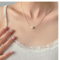 wholesale S925 Silver minimalist square freshwater pearl snake chain collar necklace Y01469-0-2