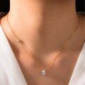 wholesale S925 Silver Gold Water Drop Moissanite Necklace Asymmetric Design Pendant Women's Best-Seller Collarbone Chain-0-3