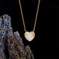 S925 Silver Plated 1-Carat Round Moissanite Vintage Style Pendant Necklace-0-1