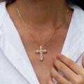 S925 Silver Full Pavé Moissanite Cross Pendant Necklace, Women's Fashion-0-1