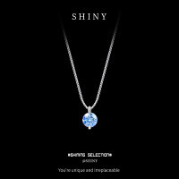S925 Sterling Silver Moissanite Necklace, Minimalist Style, Ready Stock-S925 sterling silver + 1-carat royal blue moissanite