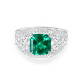 wholesale S925 Sterling Silver New 25ct Lab-Grown Emerald/Sapphire 8*8 Ring for Women, Popular in Cross-Border Sales-0-5
