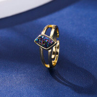 wholesale S925 Sterling Silver Crushed Crystal Ring for Women, Trendy Ins Style Adjustable Open Ring, Cross-Border New Accessory-Crystal Open Ring>Adjustable Opening