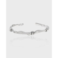 wholesale S925 Sterling Silver 033 Original Niche Design Ins Minimalist Style Personalized Simple Twining Vine Open Bangle for Women-Platinum 925 silver
