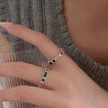 wholesale S925 Sterling Silver with Emerald Multi-Color Adjustable Open Ring for Women, Autumn New Collection Small Batch Design-0-4