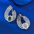 wholesale S925 Silver Fashion Banquet-Style Luxury Set 6*8mm Nano Green Earrings for Women with a High-End Feel-0-2