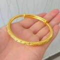 wholesale Metal material, multiple Vietnamese sand gold bracelets for women, non-fading, retro bracelets, suitable for chubby wrists, push-pull adjustable, genuine-0-10
