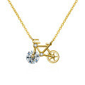 Sterling Silver Bicycle Necklace with Moissanite Pendant for Women-0-5
