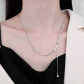 wholesale S925 Sterling Silver Creative Spliced Broken Silver Ball Fringe Necklace, Personalized Trendy Sweet and Edgy Style Collarbone Chain-0-0