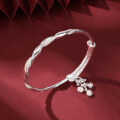wholesale 999 Sterling Silver Blooming Bell Bracelet Pure Silver Möbius Ring Bangle Light Luxury Bamboo Pattern Peace Wristband-0-11