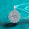 S925 Sterling Silver Moissanite Sunflower Pendant Necklace-0-0