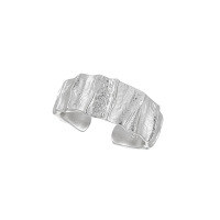 wholesale S925 sterling silver irregular pleated texture surface ring for women, minimalist style, small batch original design, adjustable silver finger ring-WJ174 Silver [Approximately Size 16/Adjustable] >One Size
