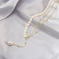 wholesale S925 Sterling Silver 14K Gold Jewelry Wholesale Manufacturer Direct Supply Baroque Pearl Necklace with OT Clasp-0-2