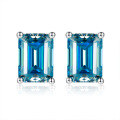 wholesale 925 silver new jewelry 1ct VVS1 colored moissanite emerald cut earrings cross-border bestseller-0-4
