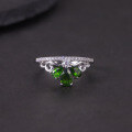 wholesale S925 Sterling Silver Sweet Crown Natural Topaz Ring with Garnet and Diopside Crown, Elegant-0-2