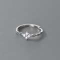 wholesale S925 silver with diamond inlaid rhombus ring, Korean style sweet and delicate summer women's jewelry J9750-0-3
