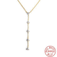 wholesale S925 Sterling Silver Geometric Stacked Colorful Diamond Inlaid Necklace, European and American Light Luxury Crystal Diamond Layered Fringe Collarbone Necklace-Platinum 925 silver