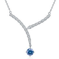 S925 Sterling Silver Moissanite Cross-Border Serpent Series Necklace-1-carat blue moissanite